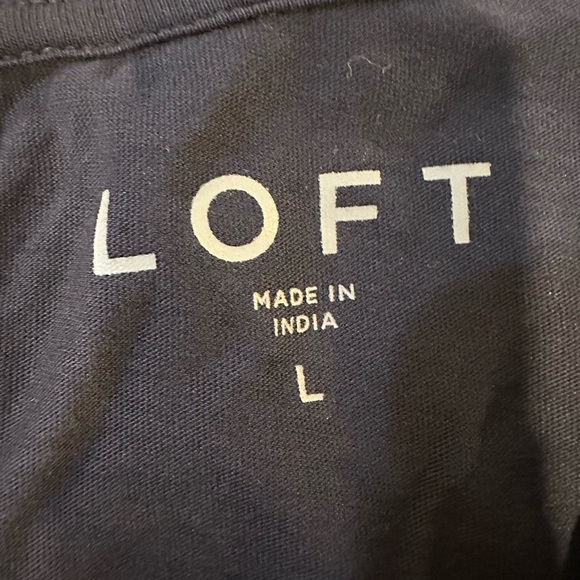 Loft Navy Knit Cuffed Short Sleeve Knit Shirt Size Large - Picture 3 of 5